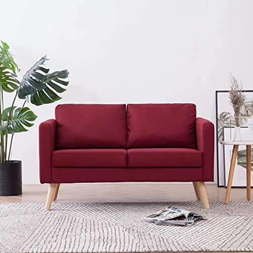Sufrk 2-Sitzer-Sofa Stoff Weinrot Klein Futon Sofa Bed Modular Sofa Love Seat Zweier Sofa