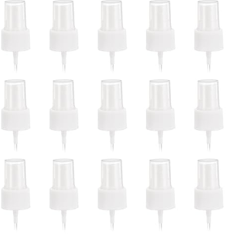 sourcing map 50 Pcs White Spray Top, 24/410 Fine Mist Sprayer Reusable Replacement Spray Bottle Pump Plastic Top for Cosmetic Perfume and Body Sprays Bottle
