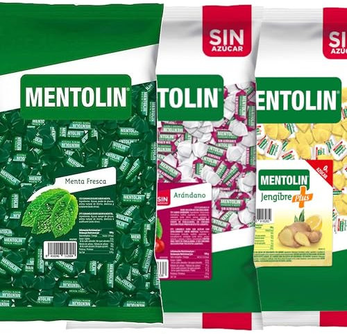 MENTOLIN PACK 3 Kg caramelos garganta Menta Fresca & Arandano & Plus Jengibre