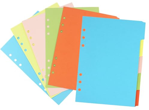 PONGH 30 Blätter/6 Sätze Ordner Trennblätter A5 Register 6 Löcher Farbige Ordner Register A5 Trennblätter Schmal für Loseblatt Notizbuch Ringbucheinlagen (21x15cm)