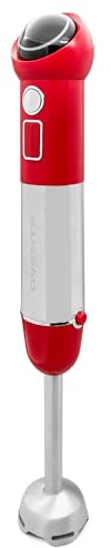 OVENTE Cordless Immersion Hand Blender, 300W Rechargeable Handheld Portable Stick Mixer with Speed Pulse Activating Sensor and Stainless Steel Blades for Smoothies, Shakes or Baby Food, Red HR995R