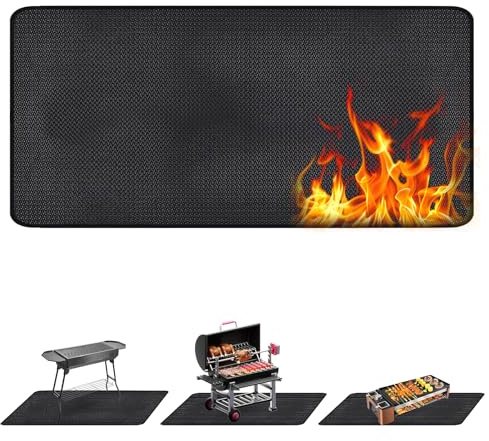 DGMI feuerfeste Unterlage, hitzebeständige Unterlage bis 1000 °C,0.4 mm starke Carbonfilz-Feuerschutzmatte für Luftfritteuse,Wasserkocher (Silikon+flammhemmender Faser, 150 X 90cm)