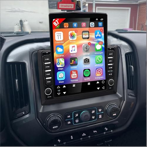 2+32G 9.7 inch Car Radio Stereo Fit for Chevrolet Chevy Silverado/Sierra 2014-2018 2017 2016 2015 w/WiFi GPS w/carplay Andriod Auto Double Din Touchscreen Car Radio Receiver w/Bluetooth