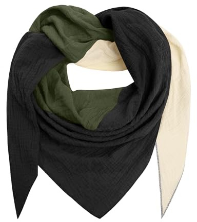 Xnova Damen Musselin Schal Dreieckstuch Baumwolle Weiches und Leichtes | Strickschal Dreieck Vielseitig Halstuch viele Farbkombinationen Poncho Schultertuch Deckenschal Bequemer