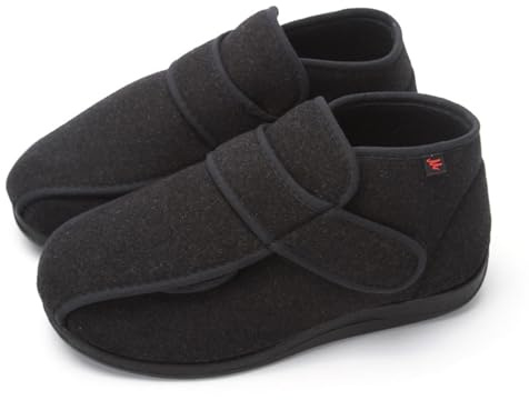 Generico Scarpe Per Diabetici Pianta Larga per Uomo e Donna Stivaletti Pantofole Per Piedi Gonfi Aperta Ortopedico (Nero, Adulto, 47, Numero, Sistema Taglie Calzature EU, Larga)
