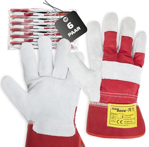 Covent Arbeitshandschuhe Herren Leder Gr 10 - Gartenhandschuhe dornenfest EN388 4233X – Schutzhandschuhe mit einer starren Manschette - mit Leder verstärkt