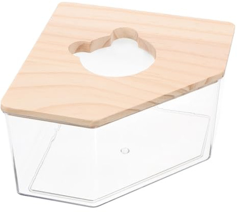 Hemobllo Sandbadebox für Hamster Transparenter Acryl-Container mit Holzdeckel und Multifunktional als Badewanne und Toilette für Kleintiere Wie Rennmäuse und Lemminge