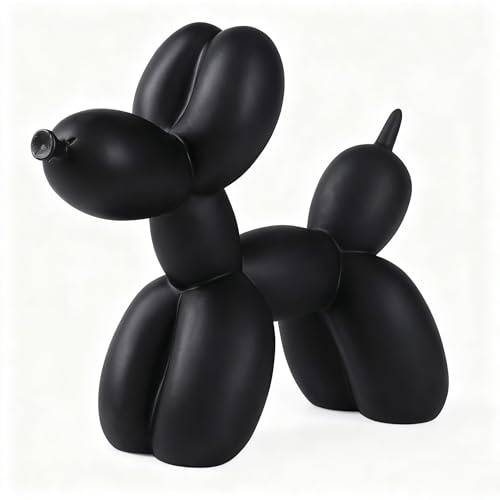 Notakia Scultura Cane Palloncino in Resina, Statua Decorativa Nera | Cane palloncino in resina nera, scultura decorativa moderna per soggiorno, scrivania, mensola e ufficio