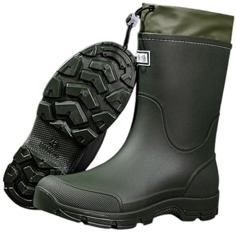 Generico Stivali Gomma Uomo da Pioggia,Scarpe Giardino per l'esterno di Alta qualità Mezze Antiscivolo Impermeabile Galosce Lavoro Trekking ed Escursionismo