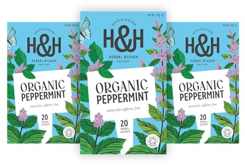 Heath & Heather Organic Peppermint Tea Bags - 3 Pack Gift Box | Refreshing Natural Peppermint Tea | Made from 100% Organic Peppermint