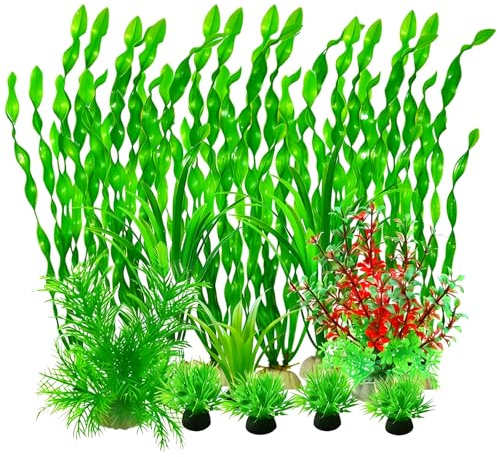 JTHTJOK Lot de 15 plantes aquatiques artificielles pour aquarium, décoration de plantes en plastique, sans danger pour tous les poissons, plantes vivantes en plastique pour aquariums et piscines de
