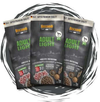 Belcando Adult Light 3x1kg - Hundefutter Bundle - Trockenfutter für übergewichtige oder ältere Hunde - mit L-Carnitin, Hafer & Ente - fettarm & sättigend - Premium Light-Futter