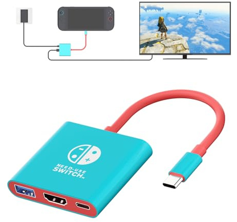 Fit Switch 2,Switch 2 TV Dock, Portable TV Dock Station for Switch/Switch 2/Steam Deck/ROG Ally/Legion GO, 3-in-1 Switch 2 Travel Dock with HDMI 4K@60Hz, 100W Charge PD Port and USB 3.0