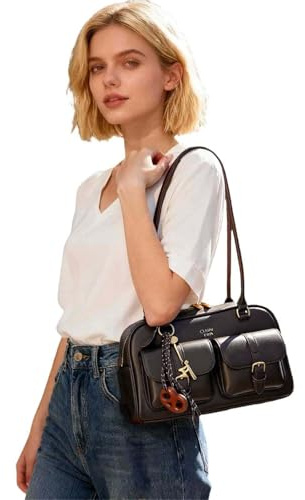 Sac Personnalisable Femme-Sac De Cours Femme-Sac BandoulièRe en Cuir avec PoignéE SupéRieure, Fermeture éClair, Multiples Poches, éPaule, IdéAl du Matin Soir, RéSistant, LéGer, Spacieux