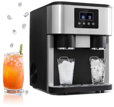 Máquina de Hielo Automática de Sobremesa 1,8L, 16 Cubitos en 8 Min, Apagado Automático y Alarma Falta de Agua, Uso Doméstico y Comercial