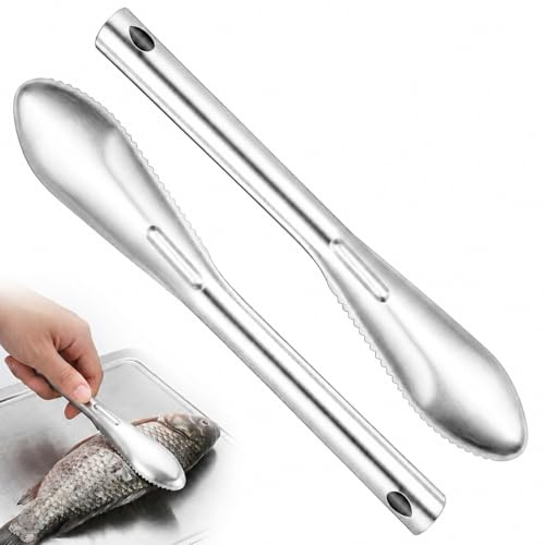 2PCS Fish Scaler Remover,304 Stainless Steel Fish Descaler Tool | Versatile Fish Descaler Tool with Sawtooth Design,Ergonomic Fish Scale Scraper for Home Kitchen and Seafood Markets
