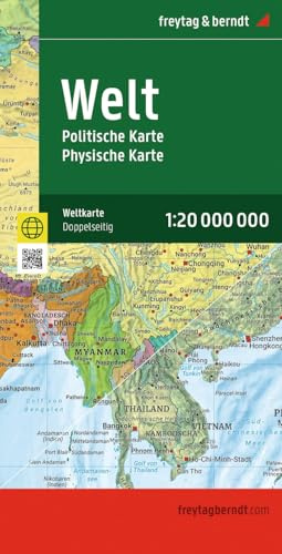freytag & berndt Straßenkarte Weltkarte, politisch - physisch 1:20 Mio.: Vorderseite politisch, Rückseite physisch, 137,5 x 96 cm