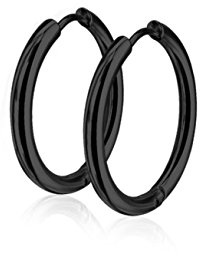 beyoutifulthings Damen 1 Paar Creolen Ohr-ringe Set Chirurgenstahl Klickverschluss Seamless Line blau schwarz silber regenbogen gold 10mm -20mm Länge