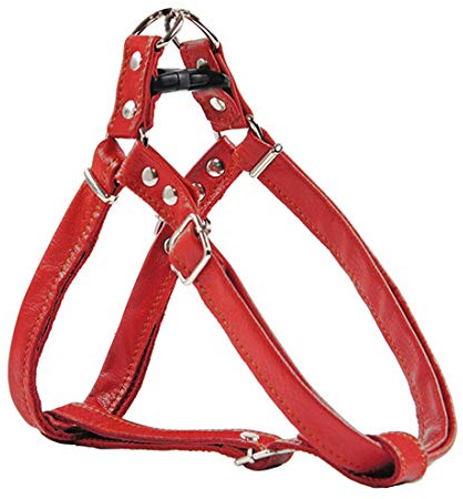Hundegeschirr Leder Softgeschirr Verstellbare Brustgeschirre Norweger Haustier Ledergeschirr Weichem für Kleine Mittlere Große Hunde (M, rot)