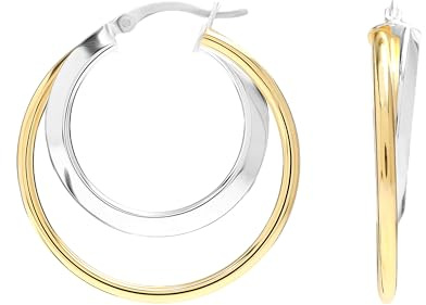 LeCalla 925 Sterling Silber texturiert zwei Töne Ohrringe für Frauen und Jugendliche