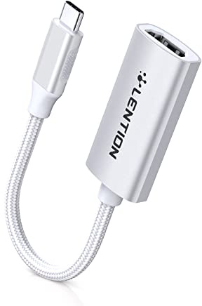 LENTION USB C auf HDMI Adapter, 4K@60Hz Digital AV Kompatibel mit 2025-2016 MacBook Pro/Air 13/15/16, Neues iPad Pro/Mac Air/Surface, Chromebook, Samsung S20/S10/S9/S8/Note, Mehr (Silber)