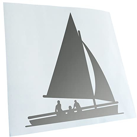 Kiwistar - Autoaufkleber - Segeln Boot Figur Fahren - Silber - 11,5x10cm - Heckscheibe Auto Aufkleber wetterfest für Kfz LKW Mofa Truck - Sticker außen selbstklebend Tuning Zubehör für Fenster