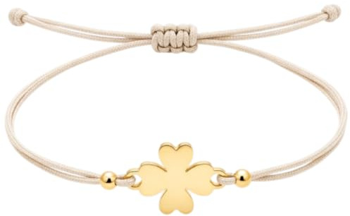 Selfmade Jewelry Armband Damen Kleeblatt Gold Handgemachter Glücksbringer mit Klee Größenverstellbar Inkl. Geschenk-Verpackung