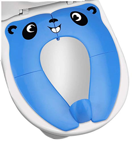 [Upgrade Version] Toilettensitz Kinder - RIGHTWELL Faltbarer Toilettensitz Kinder für Reise Töpfchen,Tragbar Reise WC Sitz Kleinkind Töpfchentrainer mit Aufbewahrungstüte (Blau)