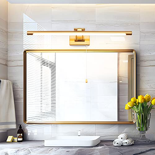 MantoLite Bilder Licht 12W, 60cm LED Badezimmer Waschbecken Wandleuchte Spiegelleuchten Beleuchtung mit schwenkbarem Lampenkopf, 3000K Messing Nachttisch Leselampen Innenbeleuchtung