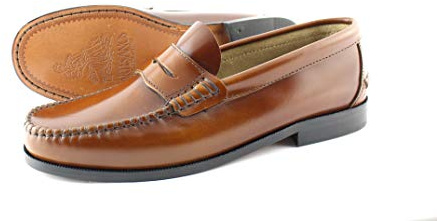 MARTTELY Scarpe da uomo in pelle marrone Loafer con suole in pelle Mocassini fatti a mano, marrone medio, 43 EU