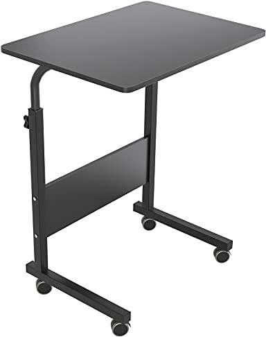 SogesPower Laptop-Tisch Rolltisch Laptopständer Höhenverstellbarer Beistelltisch auf Rollen für Bett und Sofa 60 x 40 cm