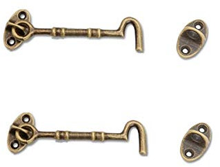 Türschloss-Haken, Retro-Messing, Kabinenhaken, Schrankhaken, Haken und Ösen-Riegel, 10,5 cm, Antik-Bronze, 2 Stück