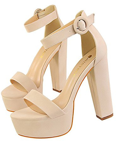 Women Or Girls High Heel Ankle Strap Thick Heel Peep-Toe Sandals Pumps Heel Height 13 CM Platform 4.5CM Court Shoes For Working Life Party Wedding Night Club