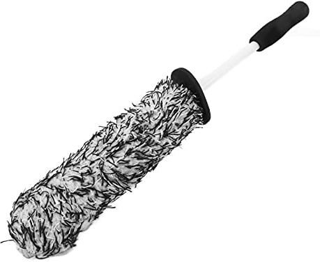 EVGATSAUTO Cepillo para Detalles de Llantas, Cepillo de Limpieza de neumáticos para Ruedas de Coche, Microfibra, Suave, Multiusos, de Largo Alcance para Guardabarros de Escape(Gris)