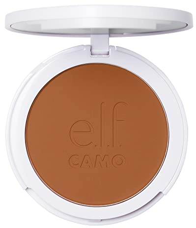 e.l.f. Camo Powder Foundation, Lightweight, Primer-Infused Buildable & Long-Lasting Medium-to-Full Coverage Foundation, Tan 450 N