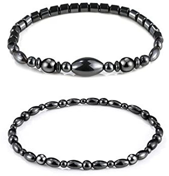 Emibele Magnetisches Fußkettchen, Hämatit Perlen Magnettherapie Fußkette mit Elastischem Seil für Damen, Anti-Schwellung & Gewichtsverlust & Angstabbau Schmuck für Frauen