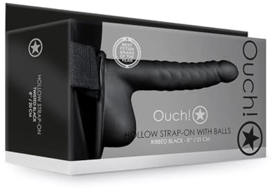 Gode Ceinture Creux Noir Nervuré - 20 cm
