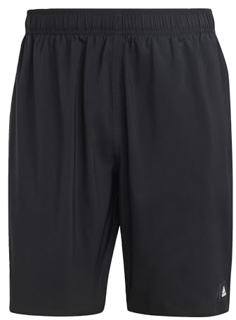 adidas Uomo Solid CLX Classic-Length Swim Shorts, Black/Lucid Lemon, L