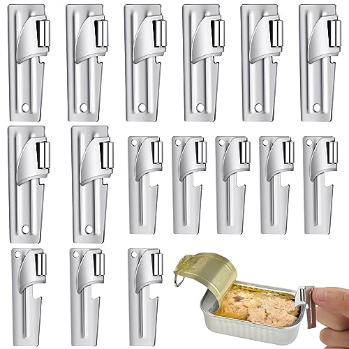 Honeydak 16 Pcs P-38 and P-51 Military Style Can Openers Stainless Steel Military Can Opener Portable Camping Can Opener Survival Can Opener Army for Travel Kitchen Tool Men Women, Silver