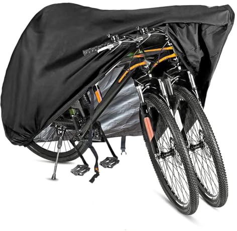 Fahrradabdeckung für 2 Fahrräder Wasserdicht - Schwarz - Universal - Fahrrad Schutzhülle mit Gummizug und Attraktor