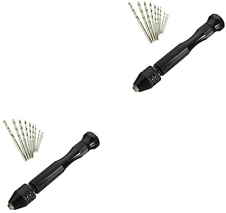 ULTECHNOVO 2 Set Di Mandrino Autoserrante Per Trapano A Mano in Alluminio Con 10 Punte Per Trapano Per Hobbisti Che Realizzano Gioielli 11 Pezzi * 2