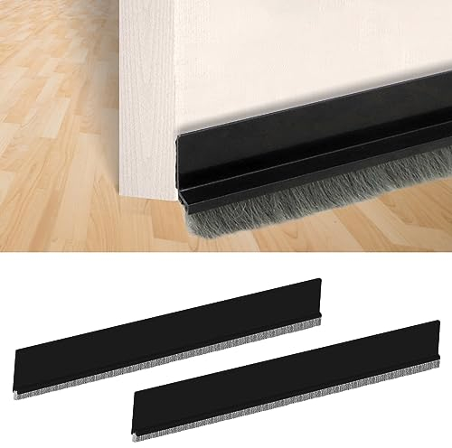 Misazy Tira de sellado autoadhesiva, burlete de aire, 2 piezas, cortada a medida, sello inferior puerta, 5 x 100 cm, negro