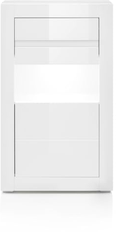 Vitrine in weiß Hochglanz und Stone Design grau Wohnzimmer Esszimmer Schrank Vitrinenschrank Kommode 66 x 112 cm Nobile (Vitrine 3)