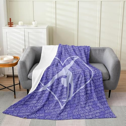 Kuscheldecke Flauschig 100x135 Gymnastik 3D Decke Lila Mädchen Flanell Fleecedecke Weich und Warme Wohndecken Kuscheldecken Sofa Bett Überwurfdecke Sofadecke Couch Blanket Y2843