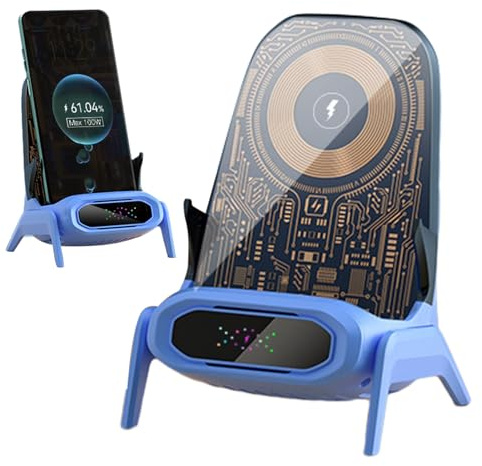 Cargador Inalámbrico | Silla Cargador Rápido Inalámbrico Soporte De Teléfono 3 En 1 con Función De Altavoz Musical | Carga Portátil Y Rápida para Casa/Biblioteca/Escritorio/Escuela/Dormitorio