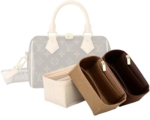 LinerLink Taschen-Organizer für LV Speedy Bandoulière 35 Taschen (L x H x T): 35 x 23 x 18 cm, handgefertigter Tascheneinsatz, 2 mm Filztascheneinsatz, Damenhandtaschenformer (Beige, Stil C)