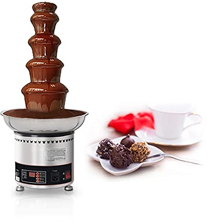AINITAIFENG Fuente de Fondue de Chocolate de 4/5/6/7 neumáticos, máquina de Cascada de Chocolate de Acero Inoxidable para derretir inmersión para Fiestas, Bodas, cumpleaños, Navidad (5 Niveles)
