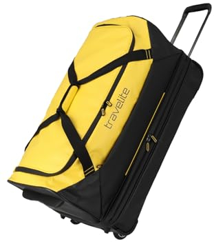 travelite Trolley Reisetasche mit Rollen aus wasserabweisendem Material, Basics Weichgepäck Rolltasche mit Dehnfalte, 70 cm, 98-119 Liter