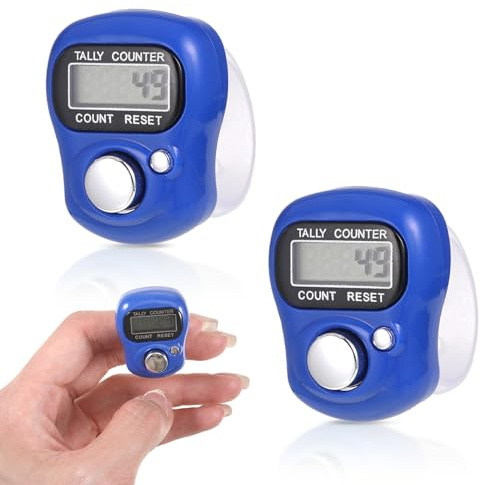 2 Stück Digitaler Fingerzähler, Elektronische Fingerzähler Reihenzähler Mini Farbiger Handzähler Klicker Zähler Reihenzähler Mini Handzähler für Die Zählung von Innen und Außenaktivitäten (Marineblau)