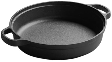 URFEDA Poêle en Fonte Poêle à Frire Ronde en Fonte 14 Pouces avec Poignées Doubles Poêle Griller Induction Poêle à Frire sans Revêtement Plaque de Cuisson pour Gaz, Induction, Fours